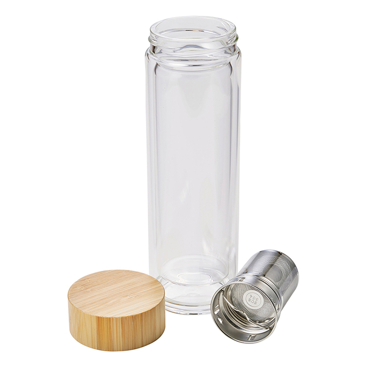 Bambus og glass dobbeltvegget flaske