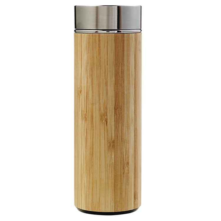Bambu och rostfritt stål dubbelväggig flaska
