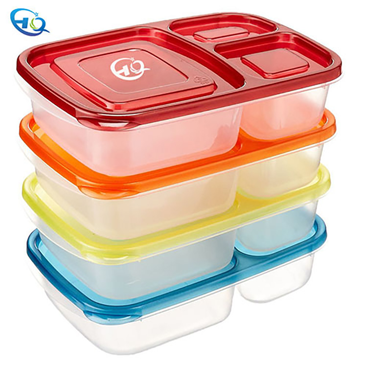 Plastic three grid lunch box