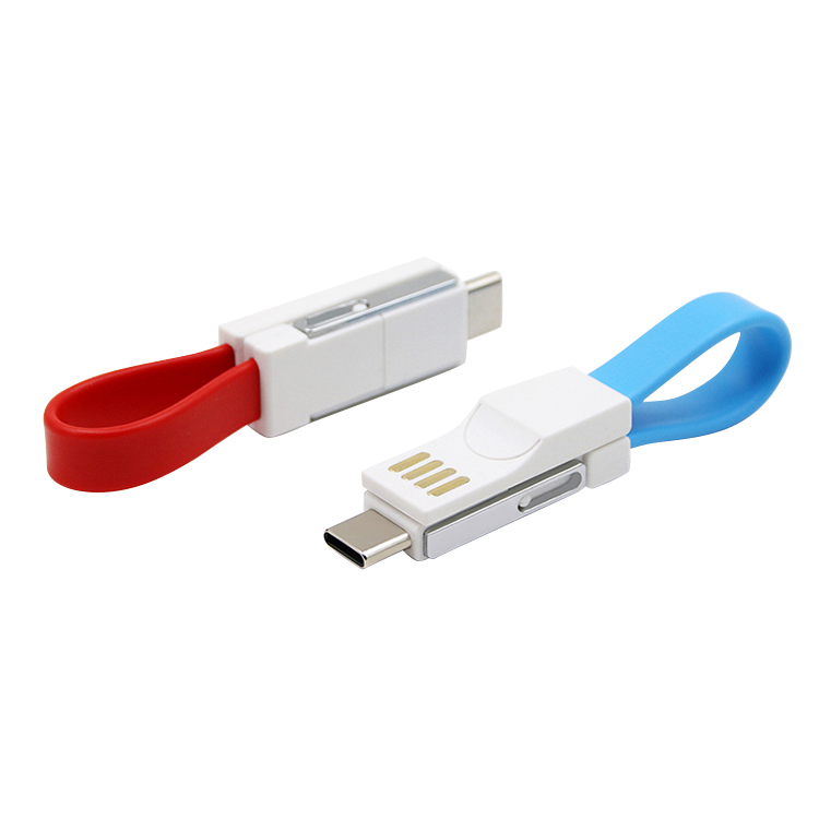 Portable charger cable keychain