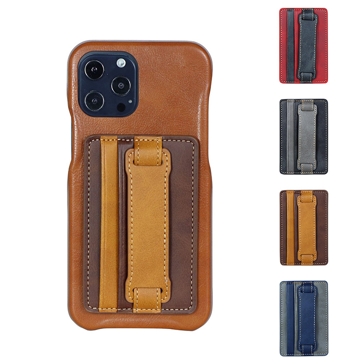 Leather phone sticker double card holder