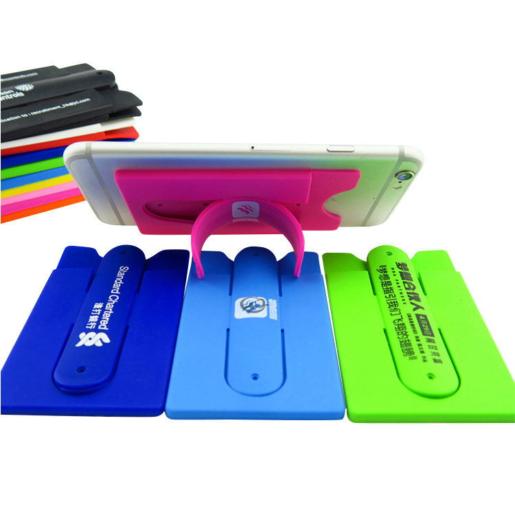 Adhesive silicone mobile phone holder business card holder